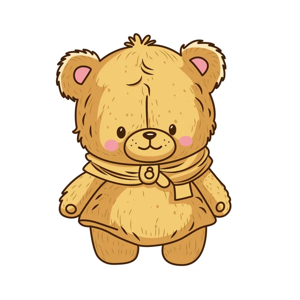 带有棕色围巾图标的向量棕色玩具熊宝宝 矢量泰迪熊图标 — 图库矢量图片