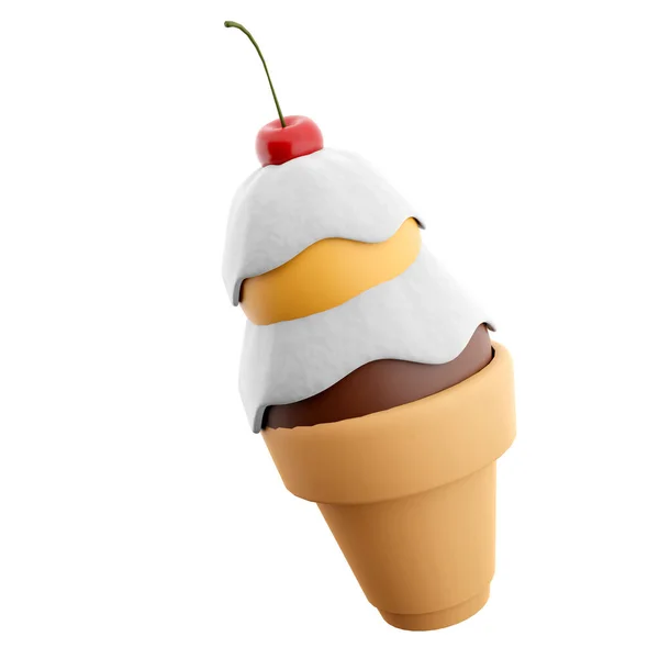 아이콘으로 아이스크림을 렌더링합니다 렌더링 크러스트와 초콜릿 바나나볼 우유채우기 아이콘 — 스톡 사진