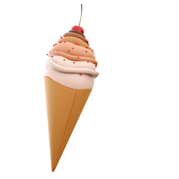 Rendering Crème Ijs Met Kersenpictogram Maken Vanille Chocolade Smaak Ijs — Stockfoto