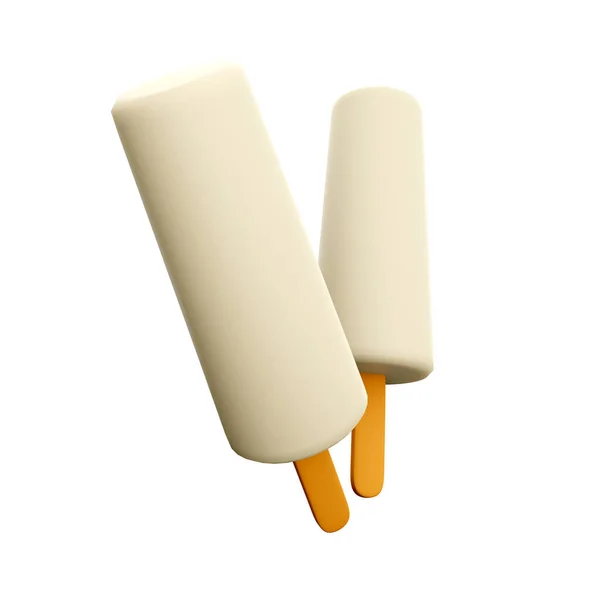 Rendant Deux Icônes Vanille Popsicles Rendent Deux Glaces Blanches Avec — Photo