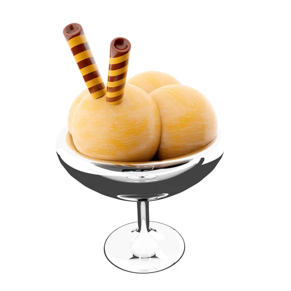 Rendant Quatre Boules Crème Glacée Dans Une Icône Verre Glace — Photo