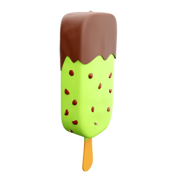 Podání Letní Dezert Vynikající Ikona Zmrzliny Vykreslit Jablečný Nanuk Čokoládovou — Stock fotografie
