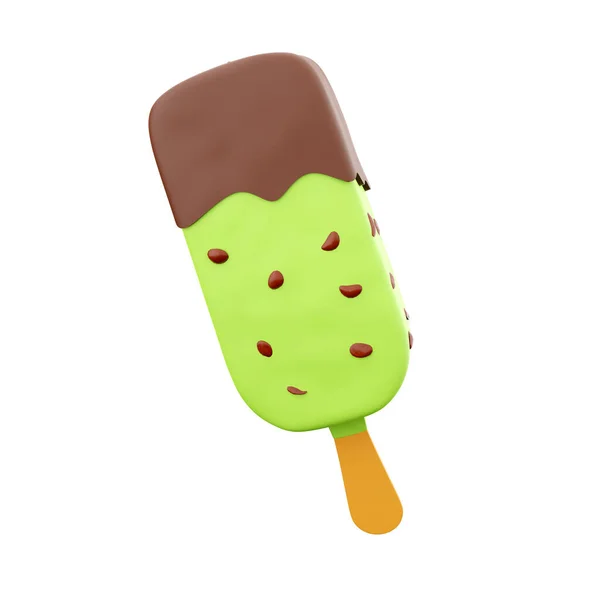 Rendering Summer Dessert Delicious Ice Cream Icon Render Apple Popsicle — Stock Photo, Image