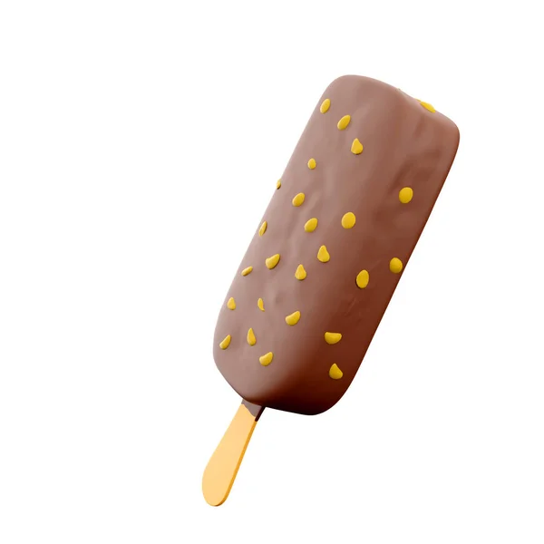 렌더링 소클에 견과류 아이콘을 초콜릿 견과류 아이콘으로 아이스크림을 만들다 — 스톡 사진