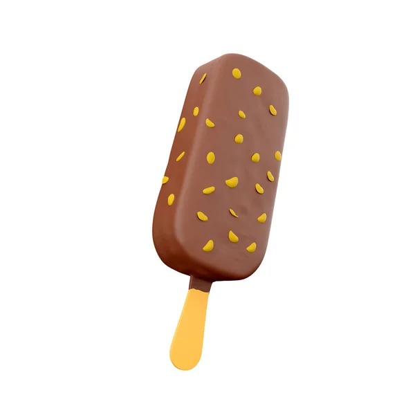 3D渲染带有坚果图标的棒棒糖 3D渲染冰淇淋与巧克力和坚果图标 — 图库照片