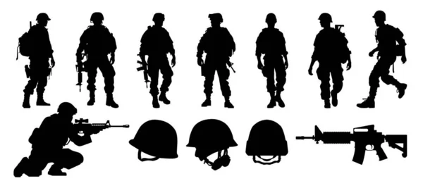 Fuerzas Especiales Militares Con Equipo Táctico Conjunto Silueta Arma Infantería — Foto de Stock