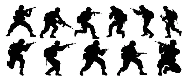 Siluety Amerických Vojáků Siluety Reprezentující Vojáky — Stockový vektor