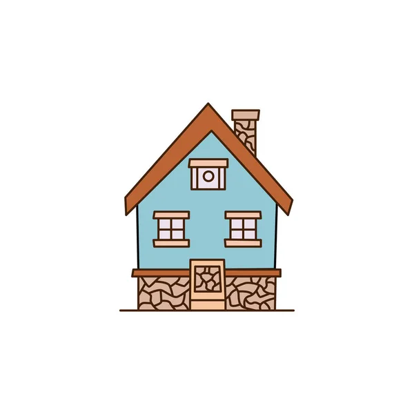 Realistic House Isolated White Background Vector Illustration Esp — Vetor de Stock
