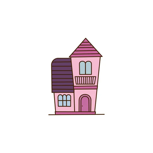 Двухэтажный Дом Розовый Многоквартирный Дом Старая Архитектура Векторная Иллюстрация Дома — стоковый вектор