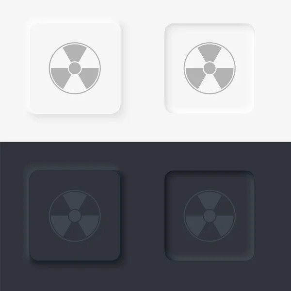 Radiation Danger Signe Style Néomorphisme Icône Vectorielle Avec Bouton Sur — Image vectorielle