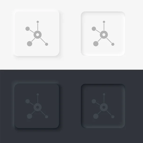 Web Biology Neomorphism Style Vector Icon Button Черно Белом Фоне — стоковый вектор