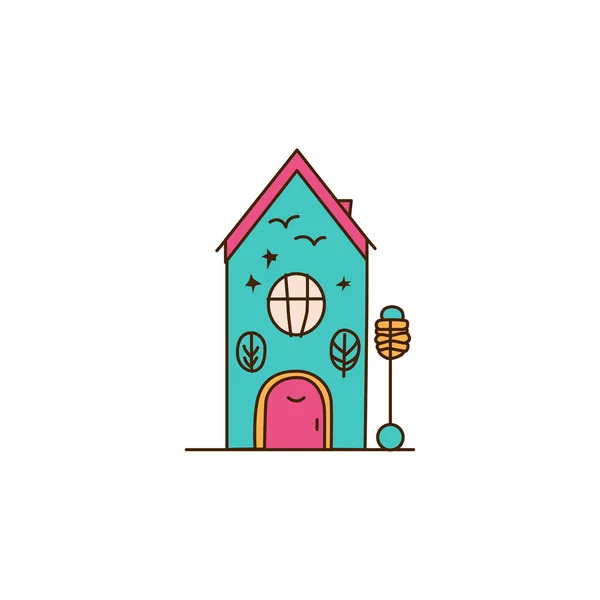 Уютный Дом Скандинавский Стиль Дом Панорамными Окнами Векторная Иллюстрация Плоском — стоковый вектор