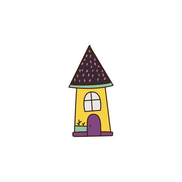 Illustration Vectorielle Maison Jaune Style Dessin Animé Appartement Maison Moderne — Image vectorielle