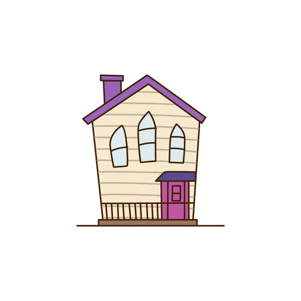 ロシアの古い木造住宅 おとぎ話から伝統的な小屋 ナショナル フォーク ホーム 白い背景に隔離されている フラットスタイルベクトル漫画イラスト — ストックベクタ