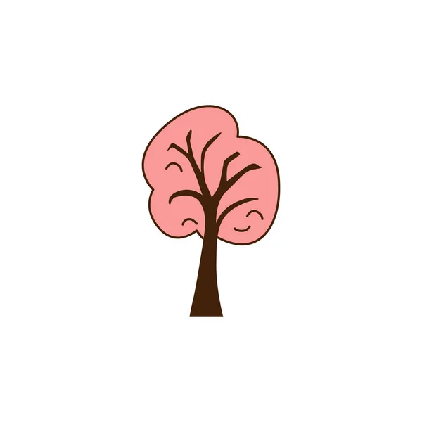 Vektorfrühlingsbaum Japanische Sakura Ikone Vektor Rosa Baum Mit Rosa Krone — Stockvektor