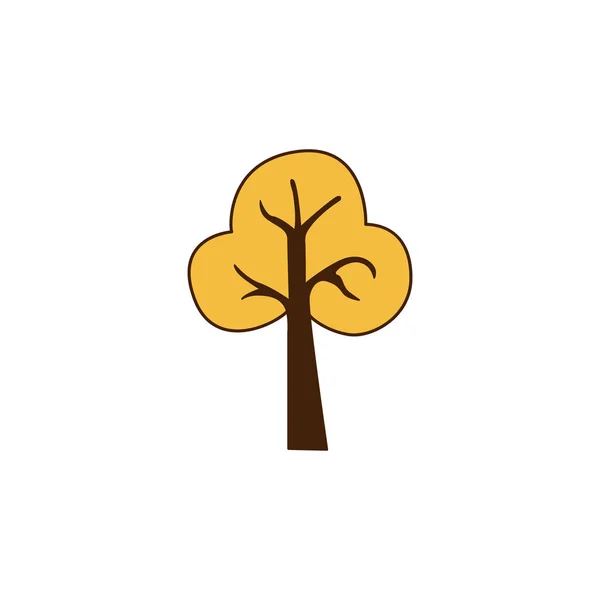 Векторная Осень Икона Золотыми Листьями Значок Векторного Жёлтого Дерева — стоковый вектор