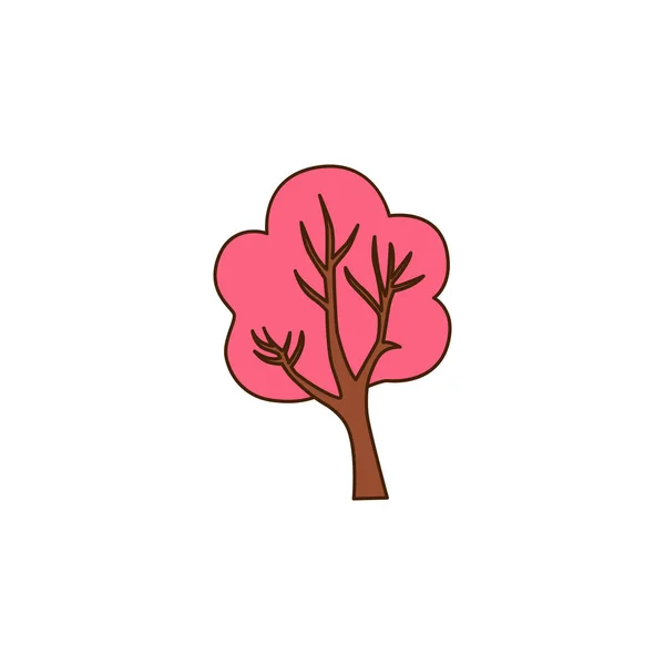 Διάνυσμα Μεγάλο Ροζ Δέντρο Εικονίδιο Vector Καλοκαίρι Πάρκο Σεζόν Floral — Διανυσματικό Αρχείο
