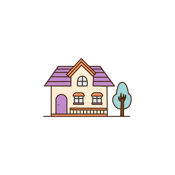 Vector Nowoczesna Ikona Projektowania Graficznego Domu Wektor Kolorowe Ładny Dom — Wektor stockowy