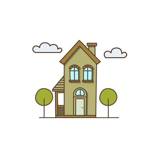 Famiglia Vettoriale Single Green House Icon Vettore Una Casa Color — Vettoriale Stock