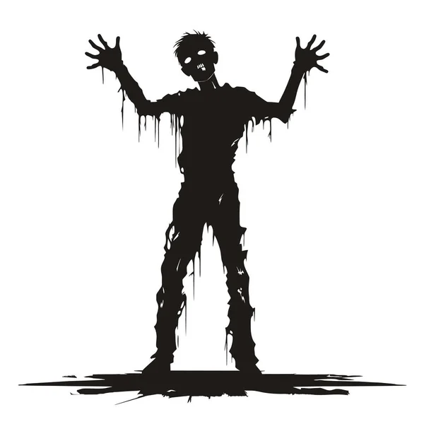 Vector Zombie Saindo Sepultura Zumbi Levantar Mãos Zombie Vetor Ilustração —  Vetores de Stock