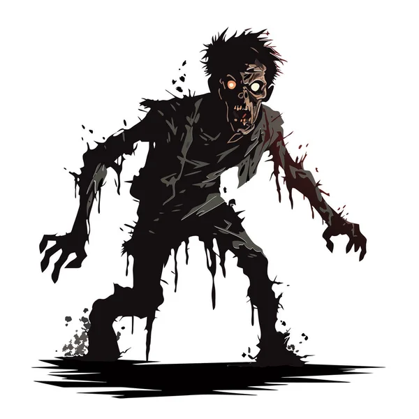 Zombie Vettore Che Esce Dalla Tomba Zombie Piedi Alzando Mani — Vettoriale Stock