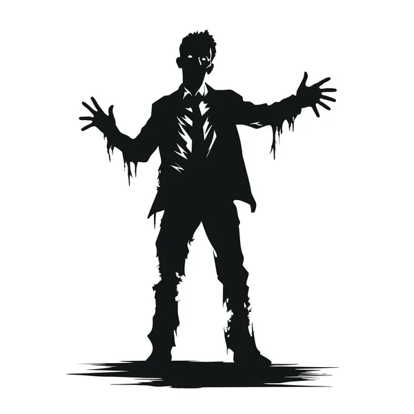 Vector Zombie Saindo Sepultura Zumbi Levantar Mãos Zombie Vetor Ilustração — Vetor de Stock