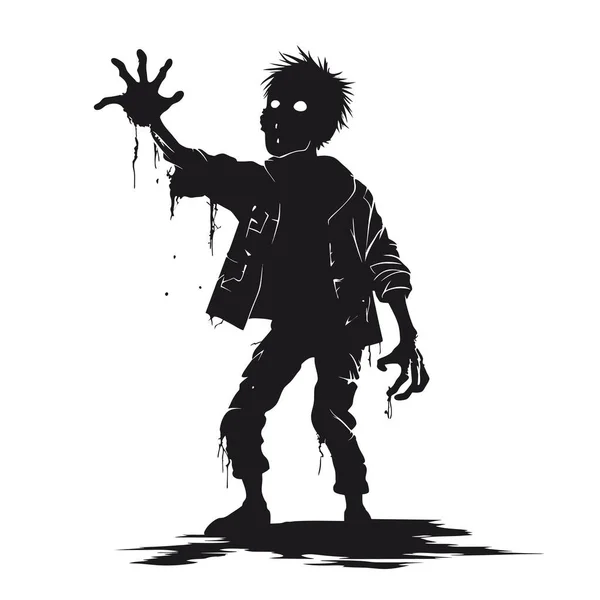 Vector Zombie Saindo Sepultura Zumbi Levantar Mãos Zombie Vetor Ilustração — Vetor de Stock