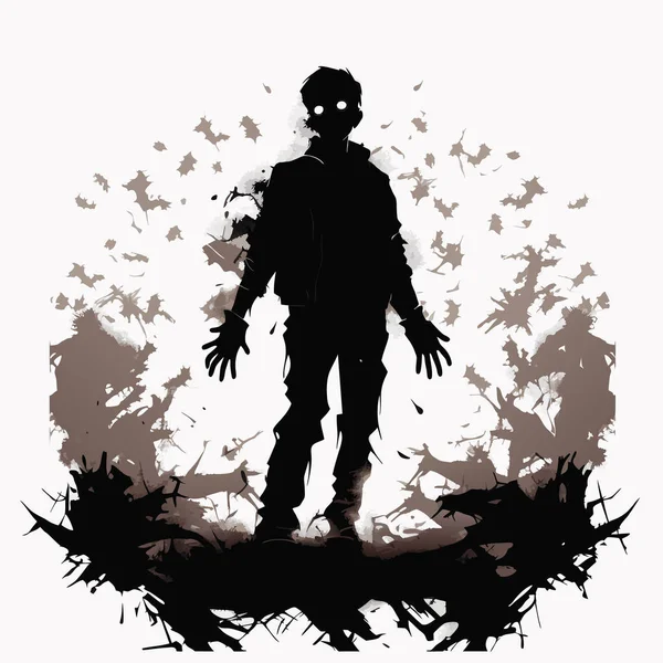 Vecteur Debout Zombie Rester Zombie Avec Creux Sombre Zombie Avec — Image vectorielle