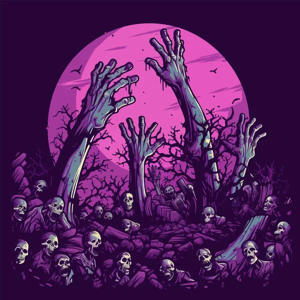 Vektori Halloween Nostaa Kätensä Risti Zombie Kädet Lyhty Luuranko Kädet — vektorikuva
