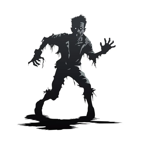 Zombie Wektor Stoi Chodzący Zombie Zombie Człowiek Kawałkiem Drzewa Wektor — Wektor stockowy