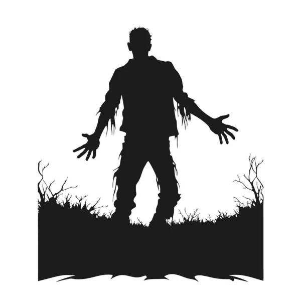 Zombie Vecteur Debout Zombie Ambulant Zombie Homme Avec Morceau Arbre — Image vectorielle