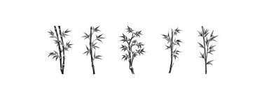 Beyaz arkaplanda bambu koleksiyonu ile illüstrasyon.