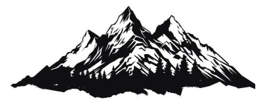 Dağlar siluetleri. Dağlar vektör, dağlar vektör açık tasarım öğeleri, dağ manzarası, ağaçlar, çam vektör, dağ manzarası