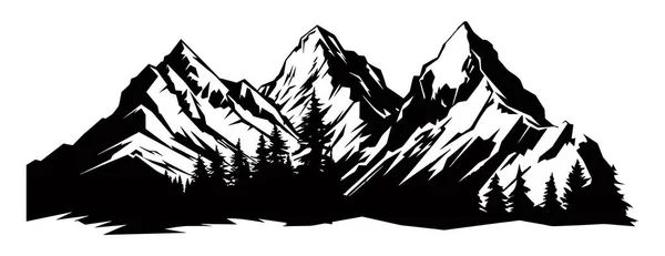 Рука Намальована Векторна Ілюстрація Природи Горами Лісом Перший Погляд Використання — стоковий вектор