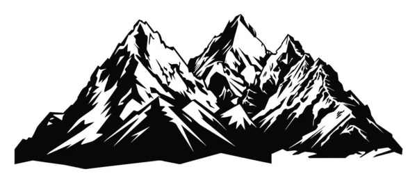 Ilustración Naturaleza Vectorial Dibujada Mano Con Montañas Bosque Primera Vista — Vector de stock