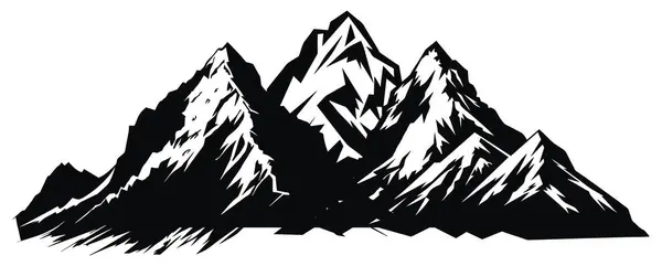 Гора Сосновими Деревами Чорний Пейзаж Білому Тлі Рука Намальована Скелястими — стоковий вектор