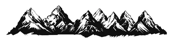 Minimalista Paisagem Hills Mountain Peaks Vector Logotipo Design —  Vetores de Stock