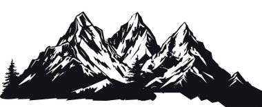 Dağlar siluetleri. Dağlar vektör, dağlar vektör açık tasarım öğeleri, dağ manzarası, ağaçlar, çam vektör, dağ manzarası