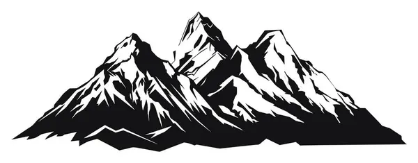 Bergsilhouette Vektor Symbol Felsgipfel Gebirge Schwarz Weiße Bergikone Isoliert — Stockvektor