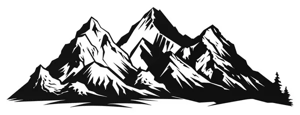 Bergsilhouette Vektor Symbol Felsgipfel Gebirge Schwarz Weiße Bergikone Isoliert — Stockvektor