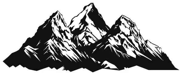 Mountain Silhouette Vector Icon Rocky Peaks Mountains Ranges Black White — Stock Vector