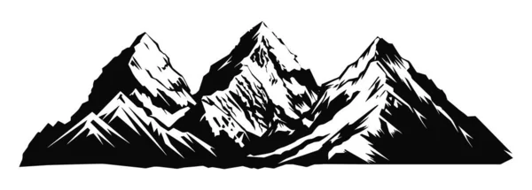 Horská Silueta Vektorová Ikona Rocky Peaks Hory Černá Bílá Horská — Stockový vektor