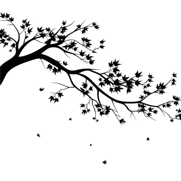Φθινοπωρινά Κλαδιά Δέντρων Σιλουέτα Πεσμένων Κλαδιών Χωρίς Φύλλα Εικονογράφηση Διάνυσμα — Διανυσματικό Αρχείο