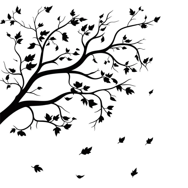Ветвь Дерева Силуэтов Листьев Vector Tree Ветвей Силуэта Вектор Illustration — стоковый вектор