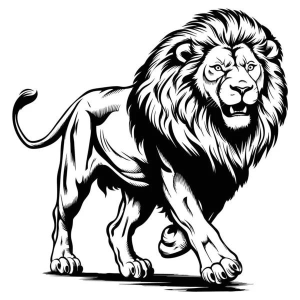 Лев Намальований Чорнилом Рук Логотипу Татуювання Хижака — стоковий вектор