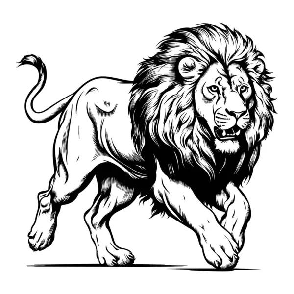 Leone Silhouette Nero Logo Animali Silhouette Icona Disegnato Mano Leone — Vettoriale Stock