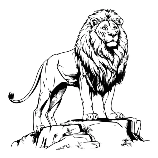 Löwe Mit Tusche Aus Den Händen Eines Raubtier Tattoo Logos — Stockvektor