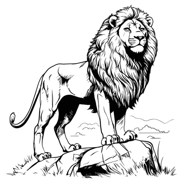 Leone Silhouette Nero Logo Animali Silhouette Icona Disegnato Mano Leone — Vettoriale Stock