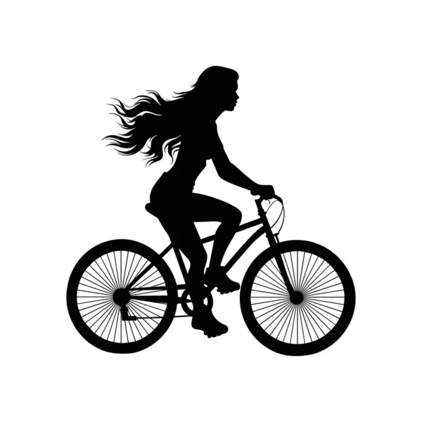 Una Mujer Ciclista Ciclista Silueta Generada Ilustración — Vector de stock