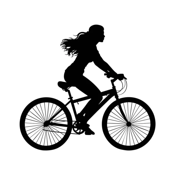 Cyclist Mountain Bike Isolated Vector Silhouette Profile Side View Recreational — Stock Vector